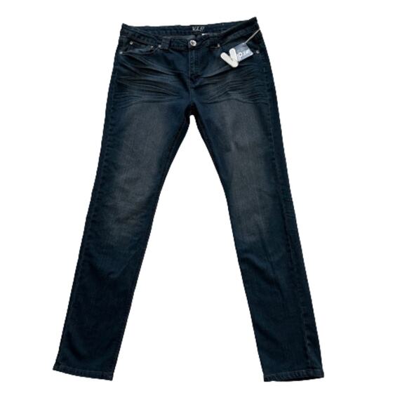 V.I.P. Jeans Distressed Dark Wash Embellished Pocket Skinny Jeans Size 15/16 NEW - Picture 1 of 12